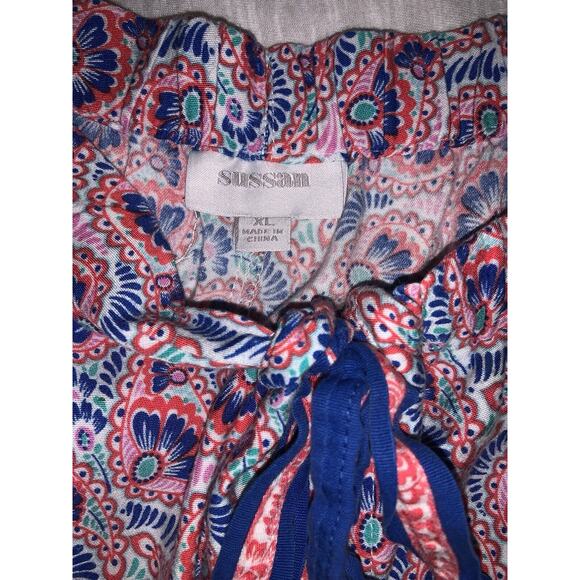 Sussan Women’s Floral Pink And Blue Wide Leg Pants - Size XL - Picture 4 of 7